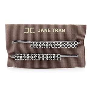 Jane Tran Hair Accessories Set Of Silver/ Black Bobbies, Silver/Black,