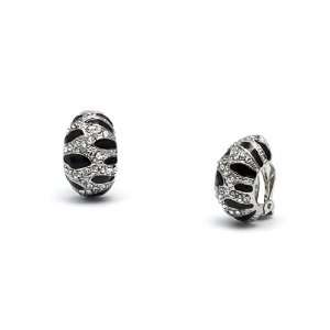   Holman Half Hoop Tiger Diamante Clip On Earrings   Silver Jewelry