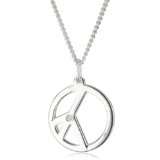 Love Peace and Hope Silver Peace Pendant With Single Diamond