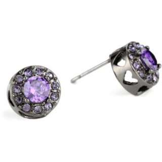 Betsey Johnson Iconic Violet Violet Pave Crystal Stud Earring 