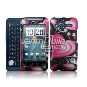  VMG HTC EVO Shift   Pink/Black Hearts Design Hard 2 Pc Plastic Case 