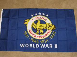 3X5 WORLD WAR II VETERANS FLAG WWII MEMORIAL WW2 F416  