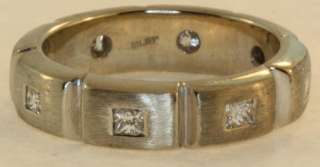   gold gents .80ct princess diamond wedding band ring mens vintage 11.8g