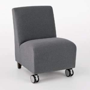  Siena Armless Chair with Casters Avon Blue Fabric/Medium 