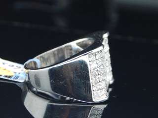 14K MENS 1.75C WHITE GOLD SOLID DIAMOND PINKY RING PAVE  