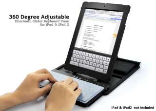 360 Degree Adjustable Bluetooth Slider Keyboard Case for iPad & iPad 2