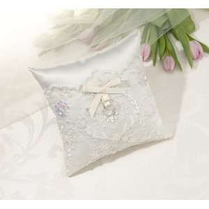  Ivory Sequin Lace Ring Pillow