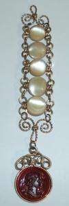 ANTIQUE VICTORIAN 6 GOLD FILLED MOP PEARL FOB PENDANT  