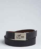 Lacoste black leather reversible logo buckle belt style# 319710401