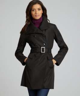 Marc New York black poly double breasted rain trench   up to 