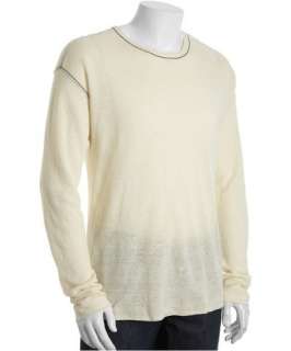 John Varvatos Star USA salt linen silk contrast stitch crewneck 