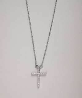 Colette Nicolai diamond and white gold cross pendant .08tw necklace 