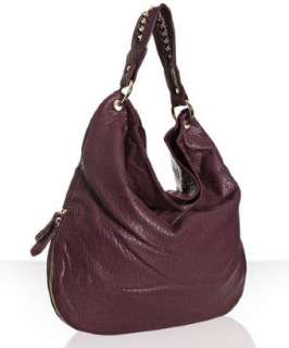 Deux Lux plum ostrich embossed Mercer hobo  