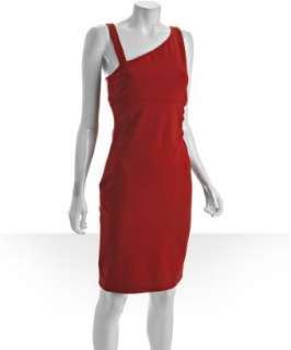 Diane Von Furstenberg hot red knit Nomie asymmetrical neck dress 