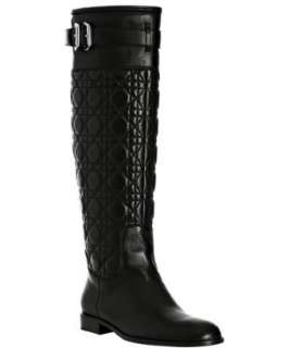 Christian Dior black leather cannage riding boots   
