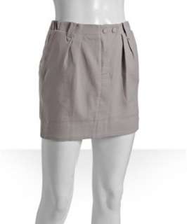 Eryn Brinie taupe oxford cotton pleated mini skirt   