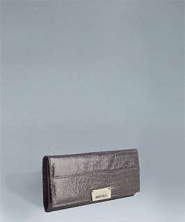 Jimmy Choo grey lizard embossed leather Reza continental flap wallet