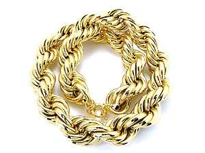   PLATED GOLD HOLLOW ROPE CHAIN 30 OR 36 INCH NECKLACE 20mm 25mm 30mm