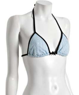 Kushcush light blue crochet Zoe triangle bikini top   up to 