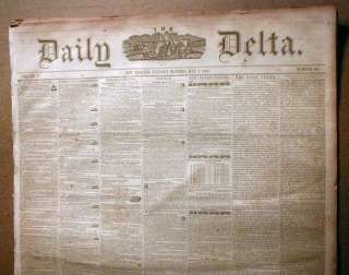 Rare Orignal 1850 New Orleans Delta LOUISIANA newspaper  