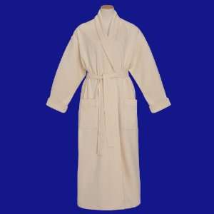  Luxury Knit Waffle Ecru Shawl Collar Robe 45% Cotton 45% 