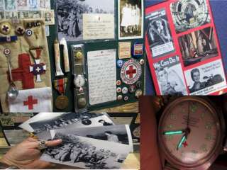   RED CROSS RADIUM DIALED MILITARY WATCH + WWII NURSE MEMORABILIA  