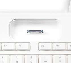 The iPod dock is positioned at the top of keyboard, just above the 