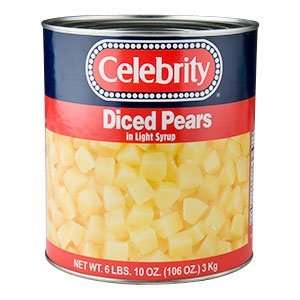 Diced Pears in Light Syrup 6   #10 Cans / CS  Grocery 