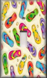 Light Switch Plate Cover   Beach Decor   Colorful Flip Flops  