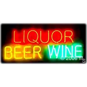 Neon Sign   Liquor Beer Wine   Large 13 x 32  Grocery 