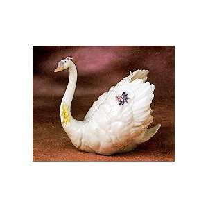  Lladro White Swan with Flowers Figurine