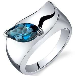  Musuem Style Marquise Cut 1.00 carats London Blue Topaz Ring 