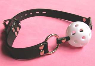 Leather Harness Mouth White Ball Gag Costume Breathable  