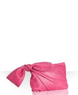 Valentino pink leather bow detail clutch  