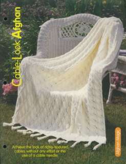 Cable Look Afghan Knitting Pattern Leaflet  