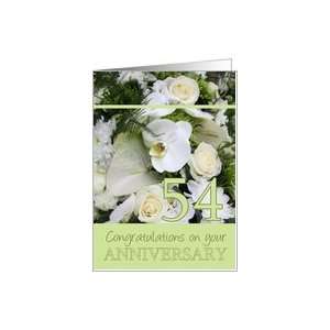  54th Wedding Anniversary White mixed bouquet card Card 