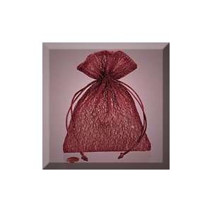   Burgundy Mesh W/Organza Lining Fabric Bag