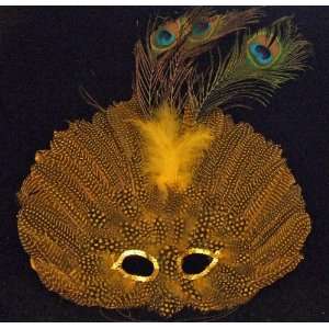 Curious Yellow Masquerade Costume Feather Mask Party 