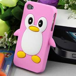 Black Cute Penguin Silicone Gel Soft Case Cover Skin For Apple iPhone 
