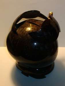 Hand Carved & Painted COCONUT BANK Money Box  