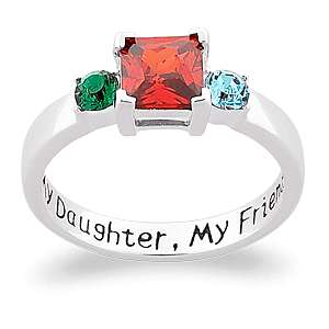 Daughters Personalized Birthstone Ring w/ Mom & Dad  