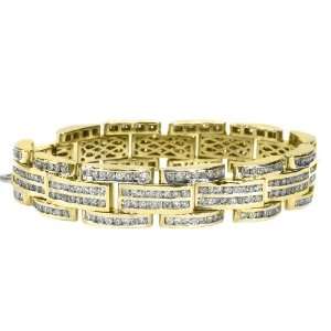  14k Yellow Gold Mens Round Diamond Bracelet 14.20 Carats Jewelry
