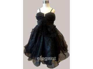 Black V Pageant Wedding Flower Girls Dress Gown Size 8 Age 7 9 Years 