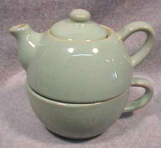   teapot and mug stacking set from pier 1 imports in light green with