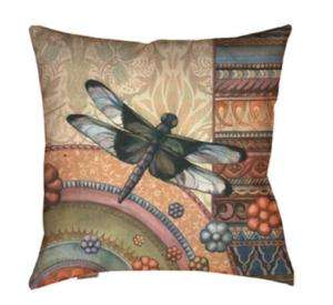 Patio Pool Outdoor/Indoor Dragonfly Garden Pillows S/2  