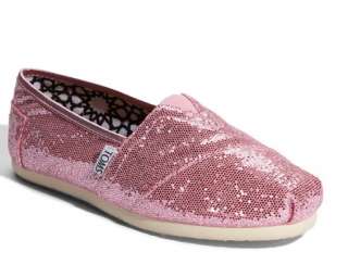 NEW TOMS SHOES WOMENS CLASSIC GLITTER PINK SIZE 6  