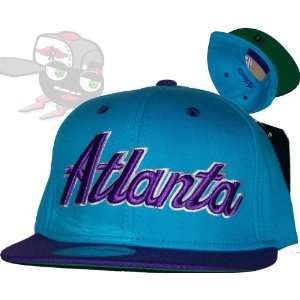  Atlanta Aqua/Purple Script Snapback Hat Cap Everything 