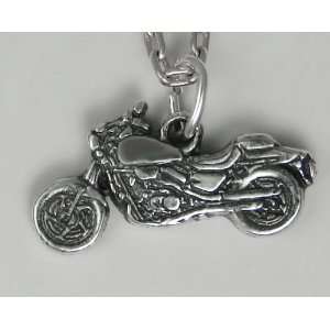 Beautifully Detailed Motorcycle Pendant or Charm in Sterling Silver 