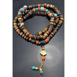  Tibetan 11mm Yak Horn Brass Yoga Meditation Prayer Beads 