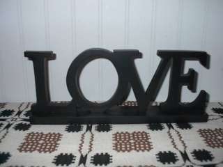 Primitive Black LOVE Wooden Letters Word Sign Shelf Sit  